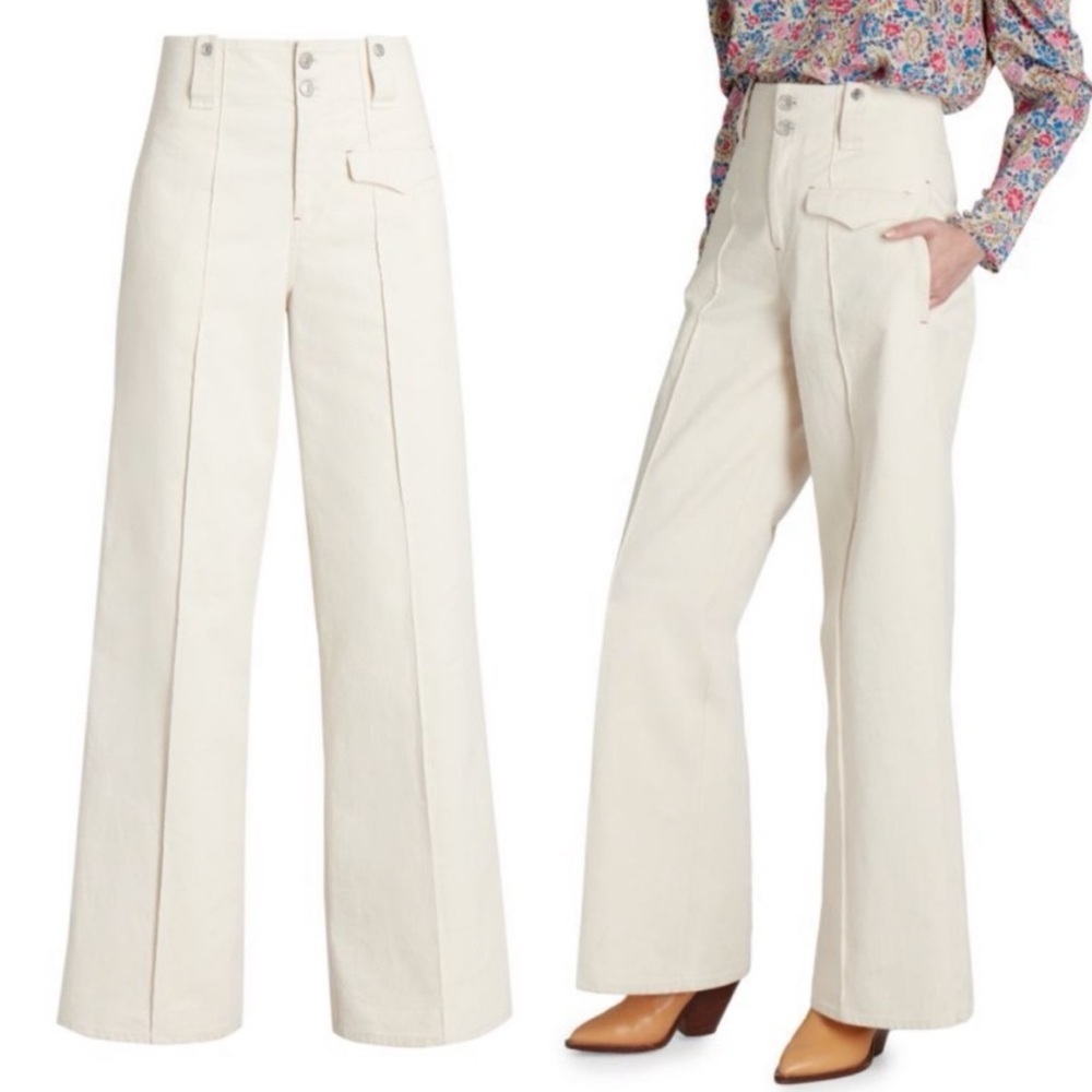 Isabel Marant Pants Creamy White (Ecru) Dilemony Denim Trousers 38 U.S Size 6 - Picture 2 of 16